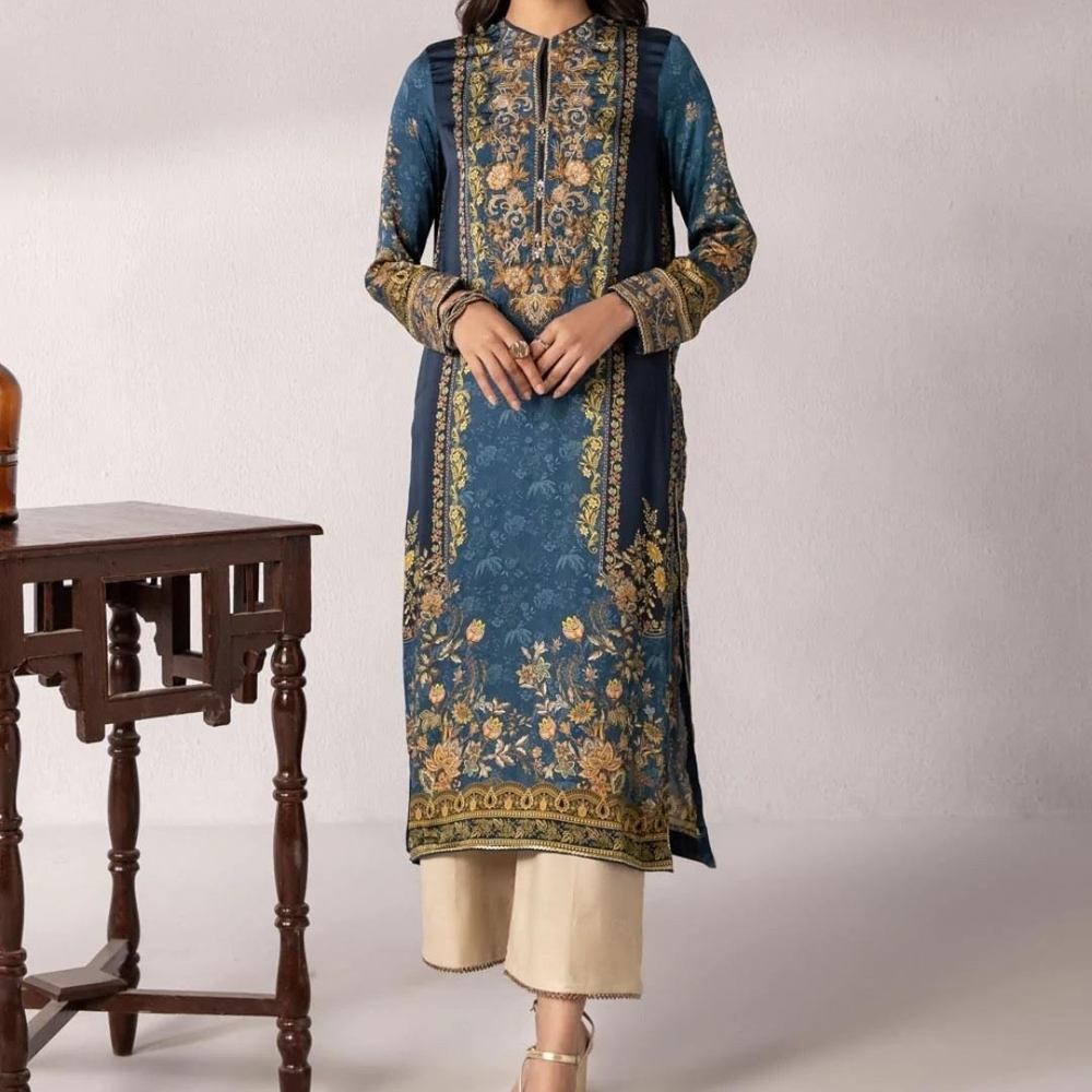 Elegant Blue and Gold Embroidered Kurta